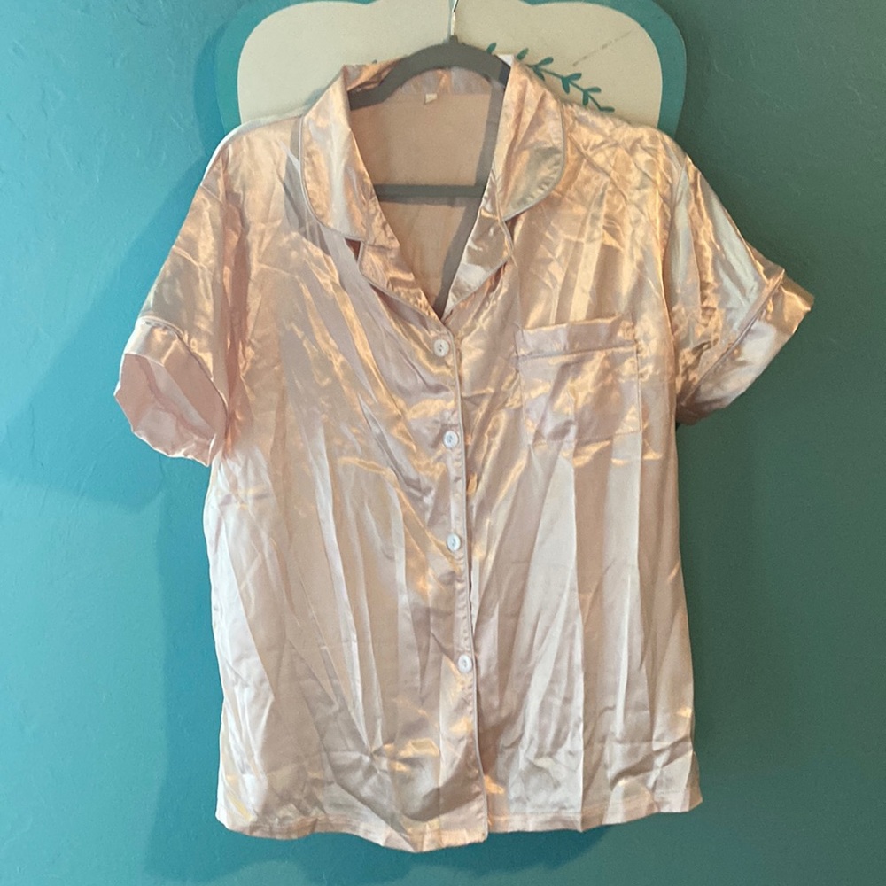 Pink silk night set